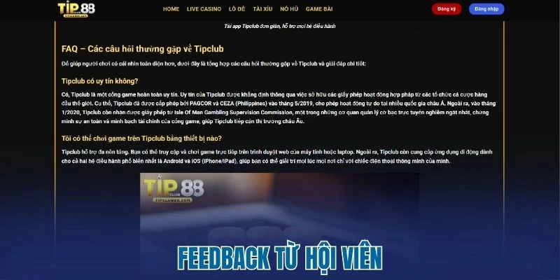 Feedback từ hội viên