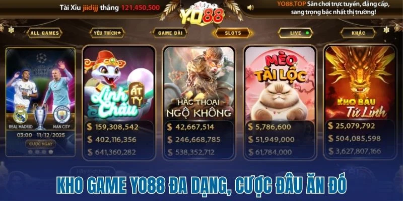 Kho game Yo88 đa dạng, cược đâu ăn đó